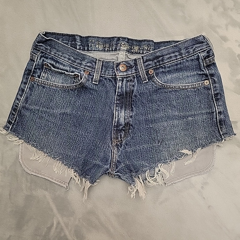 VTG Dickies Shorts Womens 32 Blue Relaxed Straight Fit Cutoff Jorts Daisy Booty